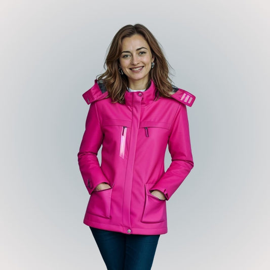 Femme en blouson chauffant Rose fuschia